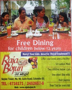 Free Dining for Children at Raja Bojun