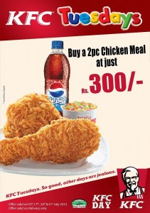 KFC Tuesdays Offer ~ Buy 2 Pc Chicken Meal for Just Rs. 300.00