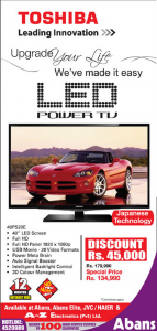 Toshiba LED Power TV for Rs. 134,990.00 only at Abans