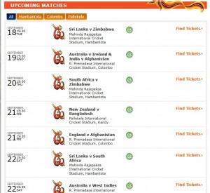 Buy your ICC World Twenty 20 Srilanka 2012 Ticket