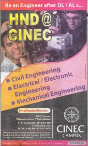 CINEC HNDs and Engineering Courses 
