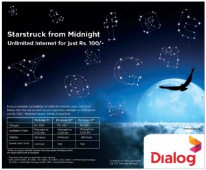 Dialog Cheapest Unlimited Internet package for Rs. 100.00