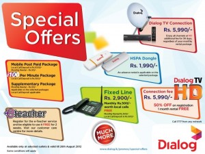 Dialog Special Offers on Mobile Sim, Fixed Line, HSPA, Dialog TV till 26th August 2012