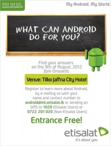 Free Android workshop in Jaffna Srilanka on 9th August 2012