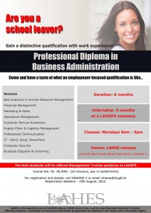 Professional Diploma in Business Administration – LAHES
