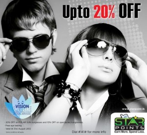 Vision Care up to 20% Discounts on sunglasses for Star Points