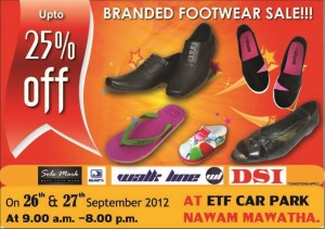 25 % off on Branded Footwear on 26th & 27th September 2012