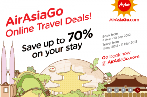 Air Asia Go Online Travel Deals up to 70% off booking till 10th September 2012