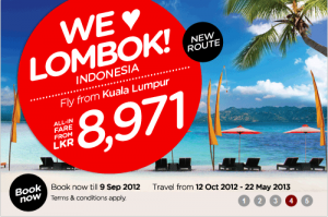 Air Asia Offer Lombok Indonesia for Rs. 8,971.00