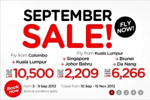 Air Asia September Sale for Colombo- Kuala Lumpur and other destination