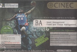 BA in Sport or Event and Venue Management at CINEC, Srilanka