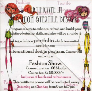 Certificate in Fashion & Textile Design in Srilanka