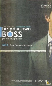 Master of Business Administration (MBA) from Coventry University in Srilanka