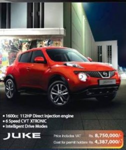 Nissan Juke Price in Srilanka as Rs. 8,750,000 with VAT