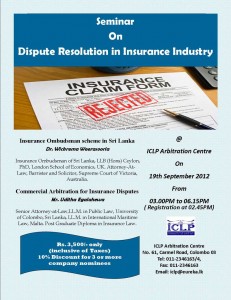 Seminar on Dispute Resolution in Insurance Industry on 19th September 2012
