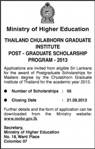 Thailand Scholarships for Srilankan Students