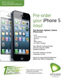 iPhone 5 Pre Order in Srilanka by Etisalat