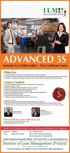 Advanced 5s Instructor & Certified Auditor – 3 days Certificate Course