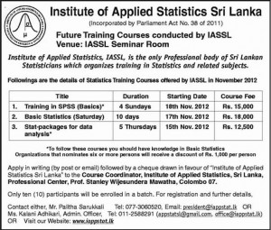 Applied Statistics Training programme in Srilanka