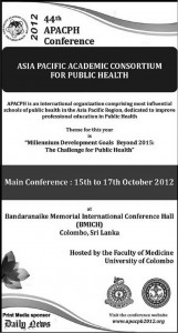 Asia Pacific Academic Consortium for Public Health in Colombo Srilanka