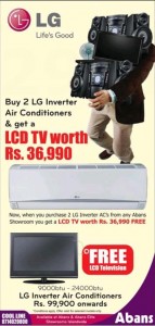 Buy 2 LG Inverter Air Conditioner & Get FREE LCD TV from Abans