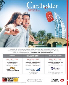Buy one; Get one Free – Air Ticket Offer from HSBC Srilanka Valid till 19th November 2012