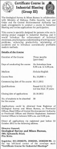 Certificate Course in Industrial Blasting in Srilanka