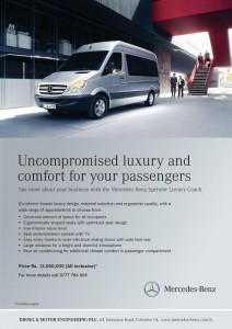 Mercedes –Benz Sprinter Luxury Coach for Rs. 12,000,000.00