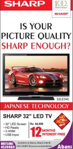 Sharp 32” LED TV for Rs. 64,990.00