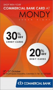 Up to 30% Discount from MONDY for Commercial Bank Srilanka