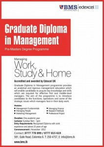 Graduate Diploma in Management from BMS Srilanka