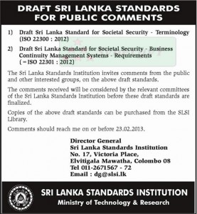 Public Comments for Draft Srilanka Standard
