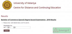 Bachelor of Commerce (Special) Degree second Examination – 2010 Result