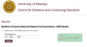 Bachelor of Science (General) Degree First Examination – 2009 Result
