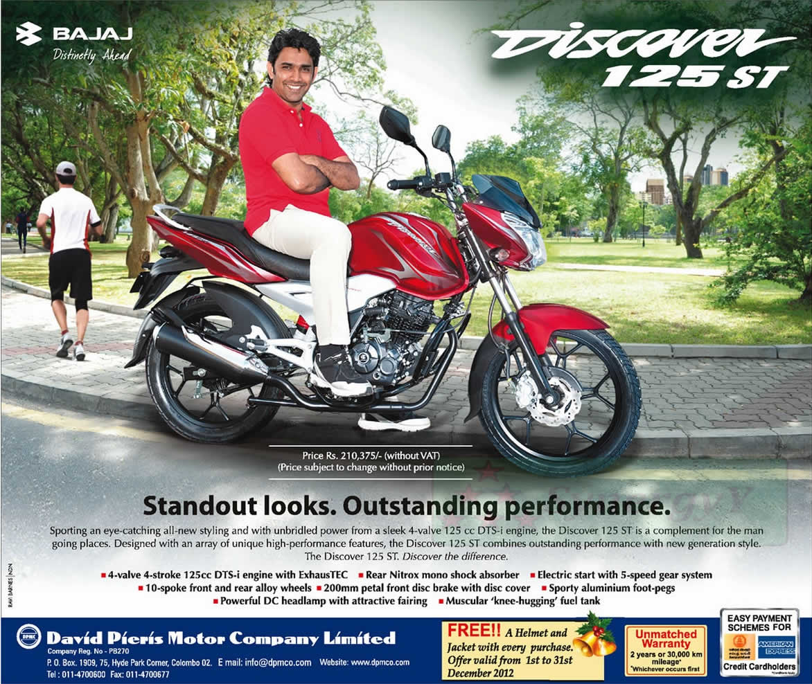 Bajaj Discover 125 ST Rs. 210,375.00 + VAT in Srilanka « SynergyY