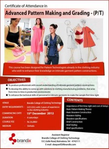 Certificate in Advance Pattern Making and Grading (P/T)