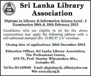 Diploma in Library and Information Science – Level 1 Examination