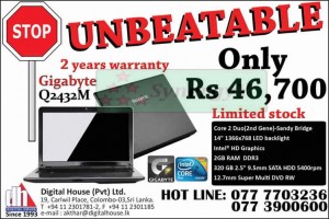 Gigabyte 14” Laptop for Rs. 46,700 only in Srilanka