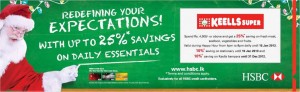 Keells Super – HSBC Promotions Discounts Up to 25% - till 15th Jan 2013