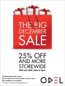 ODEL the Big December Sale – Discounts upto 25% and more on 29th, 30th Dec 2012