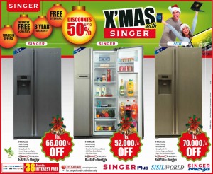 Singer side by side door refrigerators Discounts Upto 50% Now at Singer Srilanka
