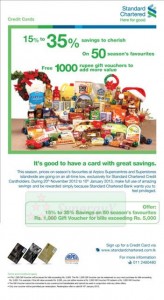 Standard Chartered Credit Card offers – 20th Nov to 10th Jan 2013.