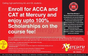 100% Scholarships for ACCA Course Fee for high performed student in AL or OL– Mercury Institute