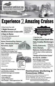 10days and 11 Days Cruises Ship trips for Rs. 229,000.00 to Rs. 239,000.00