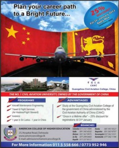 25% Discounts for Aviation Studies in srilanka and China