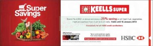 25% saving on Keells Supper for HSBC Credit Cards – till 15th January 2013