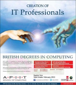 APIIT IT Professional Degree programmes – New Intakes January 2013