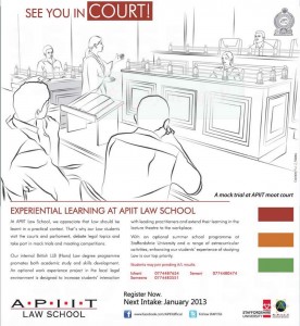 APIIT Law School – New Intakes in January 2013 