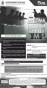 Bachelor of Management Studies (BMS) Degree of Open University of srilanka