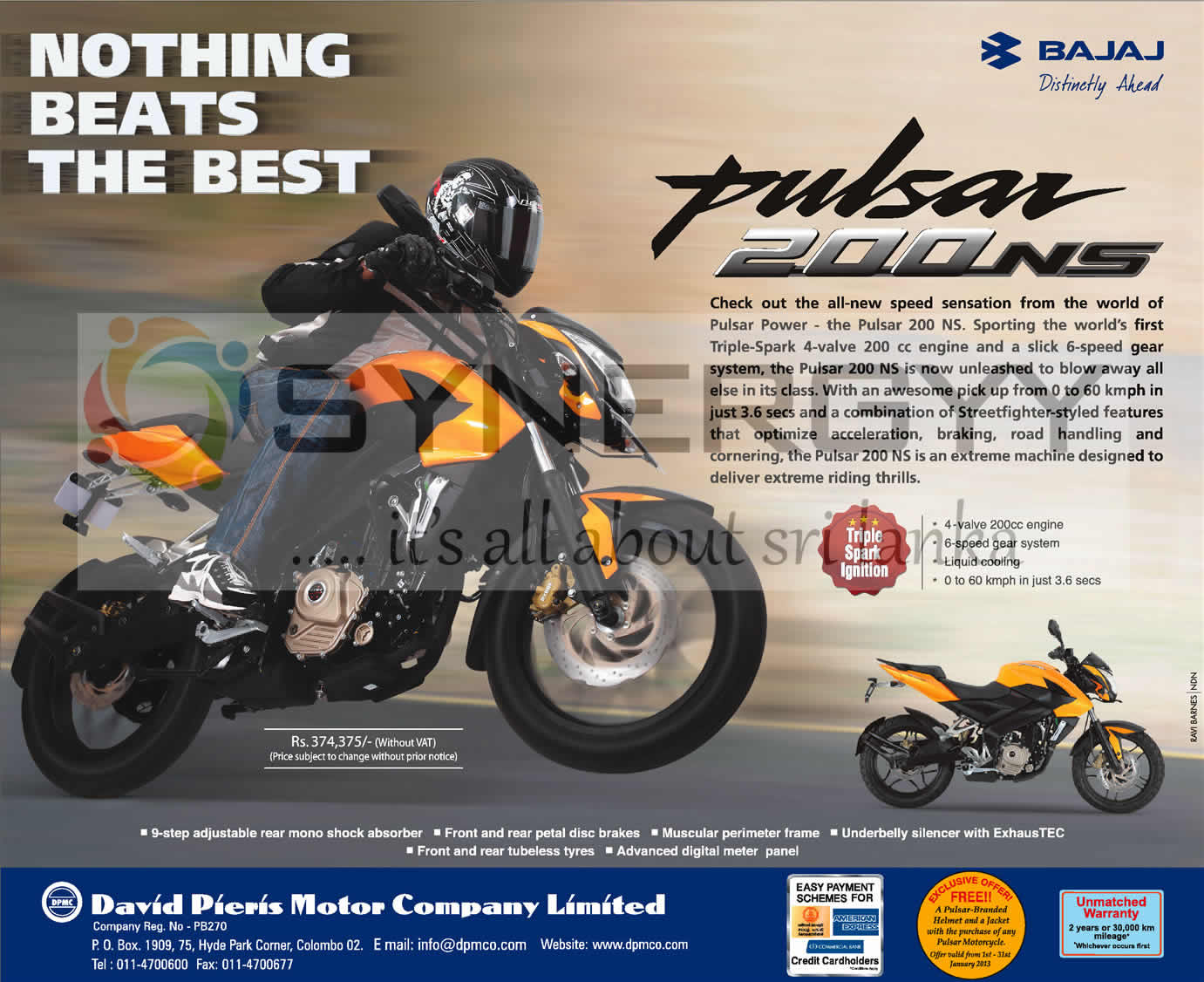 Bajaj Pulsar 200cc Ns Prices In Srilanka Rs 431 850 April